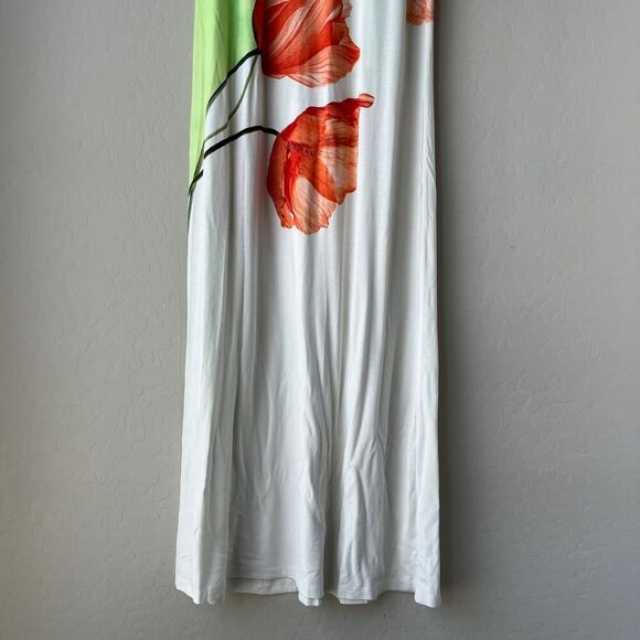 Alice + Olivia Delora‎ Open Back Green Tulip Print 3/4 Sleeve Crew Maxi Dress 6 - Picture 5 of 12